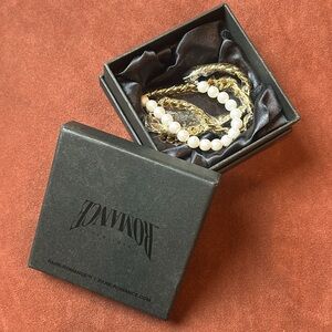 RARE ROMANCE Pearl Gold Link Metal snake Necklace chain new in box